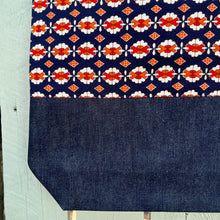 Load image into Gallery viewer, Tote bag. Vintage Japanese kimono fabric with an indigo blue denim bottom.
