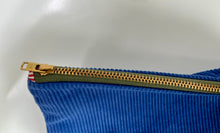 Load image into Gallery viewer, Special listing for Alex. 2 Blue cobalt cotton corduroy pouches. Fabric pouch with YKK zip. Zippered purse. Zippered pouch.
