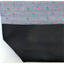 Load image into Gallery viewer, Handbag. Bag. Ex designer woven jacquard fabric tote with a soft black leather bottom.
