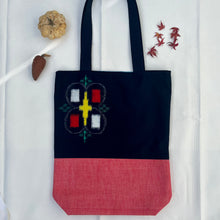 Tote bag. Vintage Japanese kimono fabric with a red bonded denim botto –  Bits and Totes